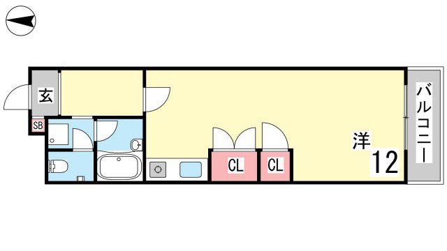 ライフ本山(ワンルーム/4階)の間取り写真