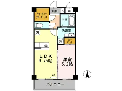 ラ・ルーチェ手城(1LDK/1階)の間取り写真