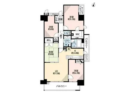 エステムコート国香通(3LDK/14階)の間取り写真