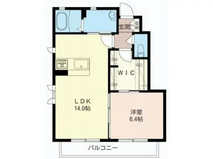 ユーフラットV(1LDK/1階)の間取り写真
