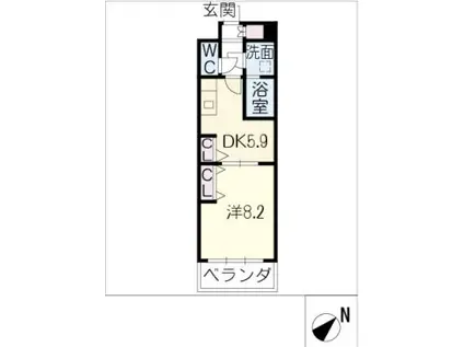 リヴェール藤が丘(1DK/1階)の間取り写真