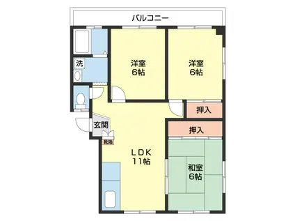 メロディーハイムしみず(3LDK/1階)の間取り写真