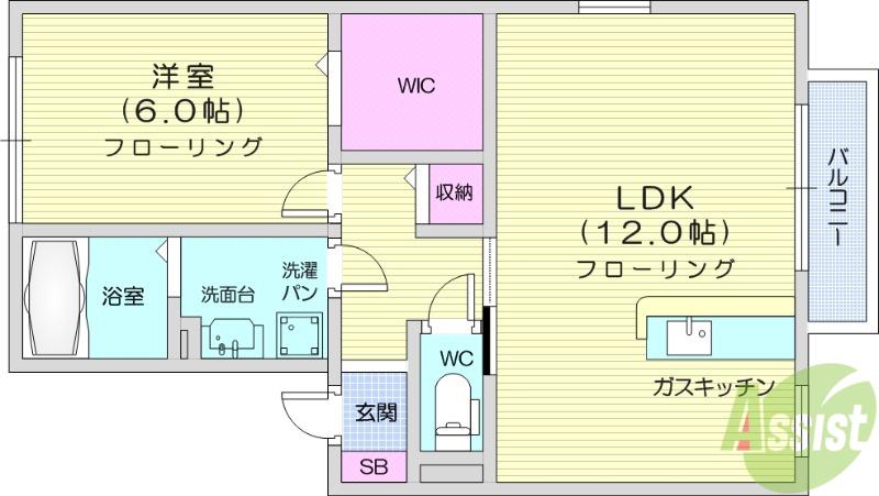 アムール・ド・メゾンⅡ番館(1LDK/1階)の間取り写真