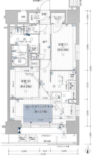 プレサンス ロジェ 丸の内 CENTRAL CASA(2LDK/4階)の間取り写真
