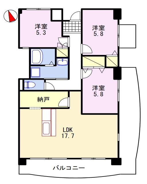 メゾン芳村(3SLDK/1階)の間取り写真