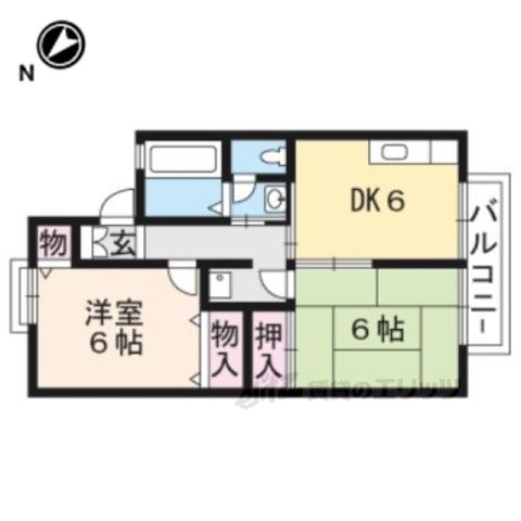 シャルム淡海(2DK/1階)の間取り写真