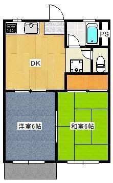 フォーブル青木(2DK/2階)の間取り写真
