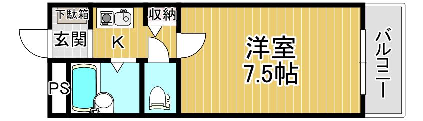 エスポワール新金岡(1K/3階)の間取り写真