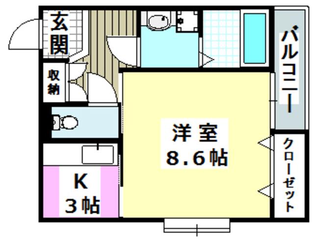 RUMOR(1K/2階)の間取り写真