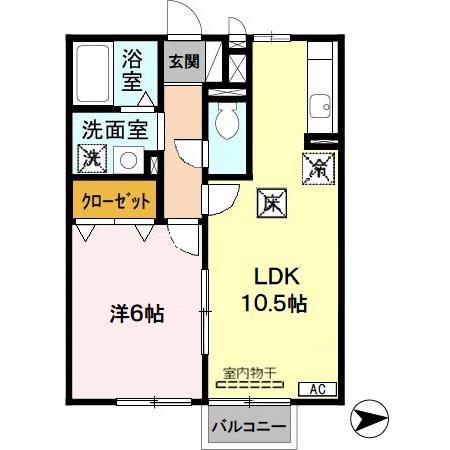 ベルコート木の座(1LDK/1階)の間取り写真