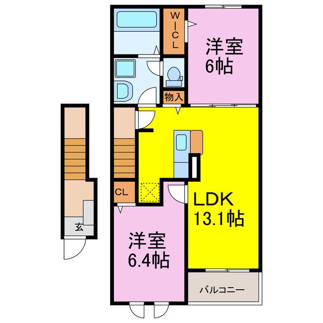 グリーン プロムナード(2LDK/2階)の間取り写真