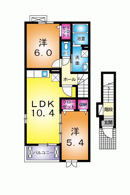 セイバリー スクエア(2LDK/2階)の間取り写真