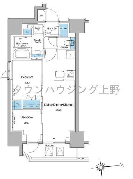 ルフォンプログレ上野マークス(2LDK/12階)の間取り写真