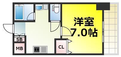 WILLDO難波WI(1K/11階)の間取り写真