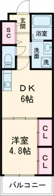 TKアンバーコート浜寺II(1DK/3階)の間取り写真