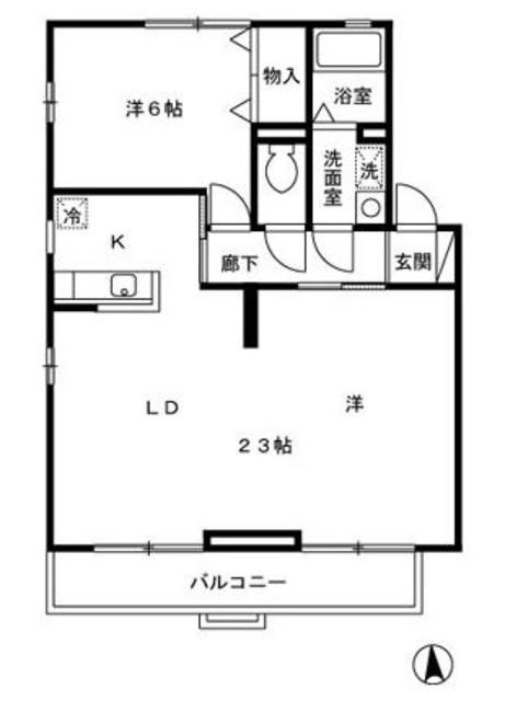 アルカディア(1LDK/2階)の間取り写真