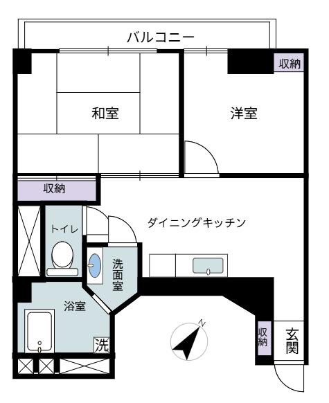 東海町田マンション(2DK/6階)の間取り写真