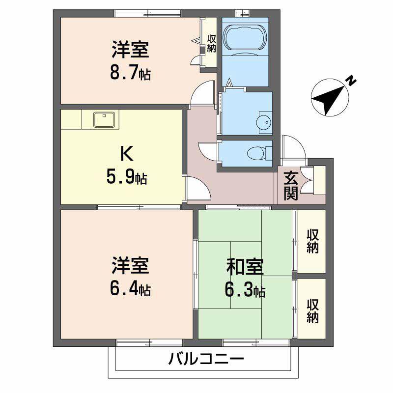 リバーサイド忠岡(3K/2階)の間取り写真