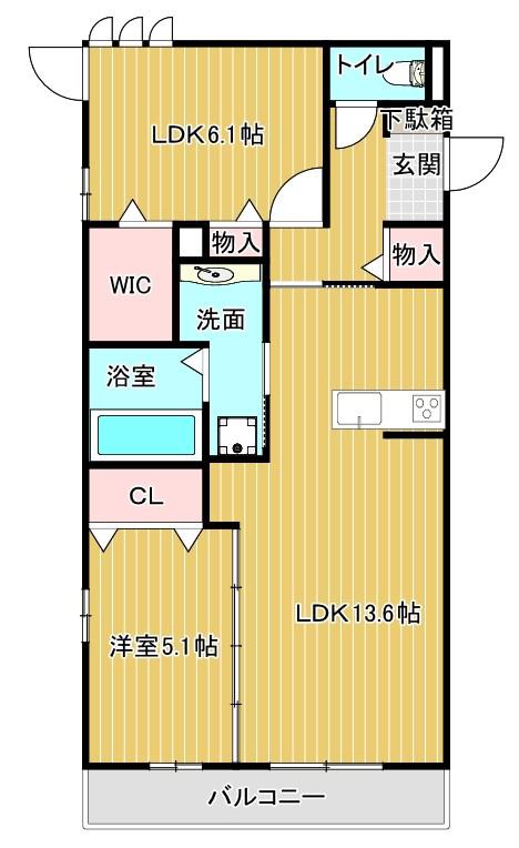 シャルムソレイユII番館(2LDK/2階)の間取り写真