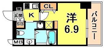 エステムコート三宮駅前Ⅲマジェスティ(1K/8階)の間取り写真