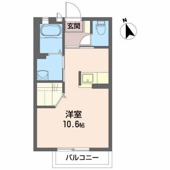 エミネンス若葉(ワンルーム/1階)の間取り写真
