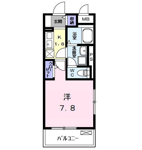 ハーモニーハイツ高畑(1K/4階)の間取り写真