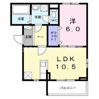 ロイヤルメゾン北巽II(1LDK/1階)の間取り写真