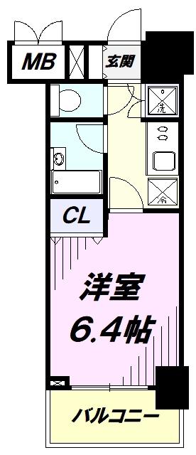 ラ・シード立川セレンシア(1K/6階)の間取り写真