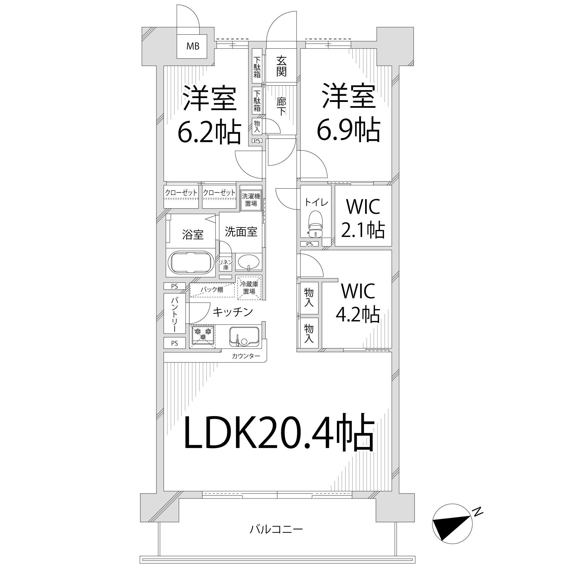 キャッスルコート神田町(2LDK/10階)の間取り写真