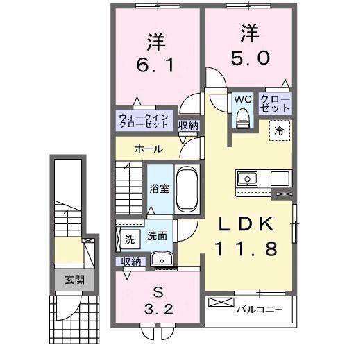 テラス M3 I(2LDK/2階)の間取り写真