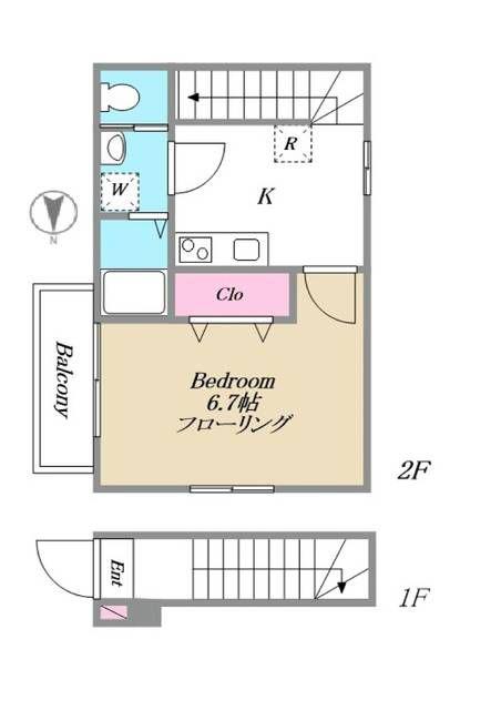 VIE-αWAKASA(1K/2階)の間取り写真