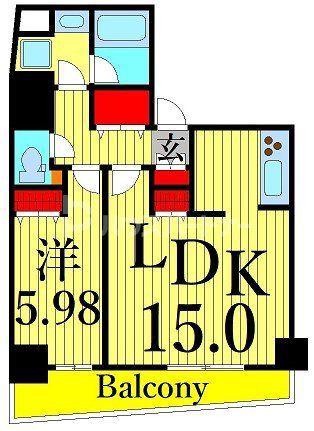 N-FLATS三ノ輪(1LDK/11階)の間取り写真