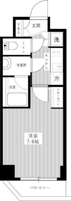 フュージョナル両国DUE(1K/6階)の間取り写真