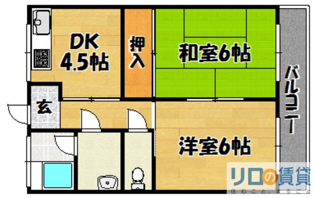 上田マンション(2DK/2階)の間取り写真