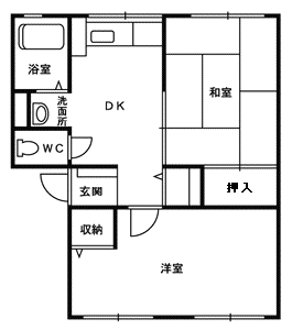 パレスU(2DK/2階)の間取り写真
