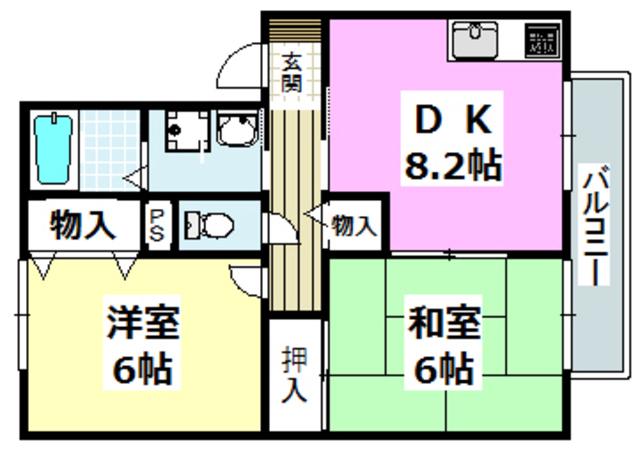 グランメール(2DK/2階)の間取り写真
