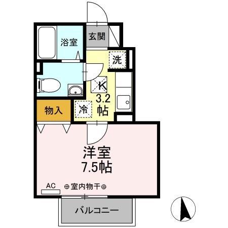 ファミールよこみち(1K/1階)の間取り写真