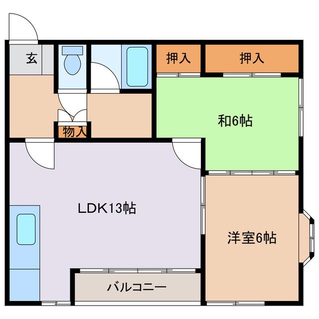 YFハイツ A(2LDK/2階)の間取り写真