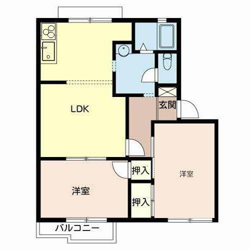 白東ハイツ(2LDK/2階)の間取り写真