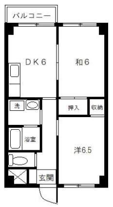 友ビル1号(2DK/4階)の間取り写真