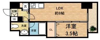 イグレック南本町(1LDK/7階)の間取り写真