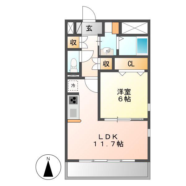 クロービア(1LDK/1階)の間取り写真