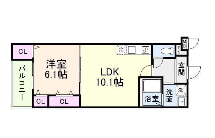 フジパレス エン III号館(1LDK/2階)の間取り写真