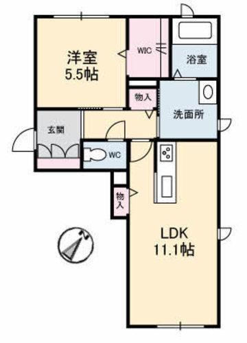 コンフォーザ A棟(1LDK/1階)の間取り写真