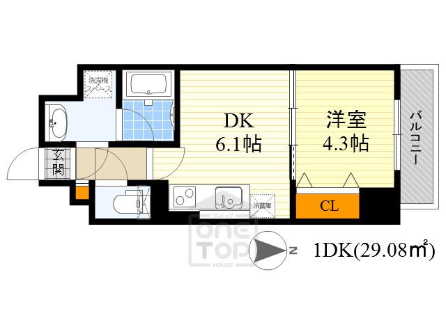 RIDGEガーデン江坂2(1DK/7階)の間取り写真