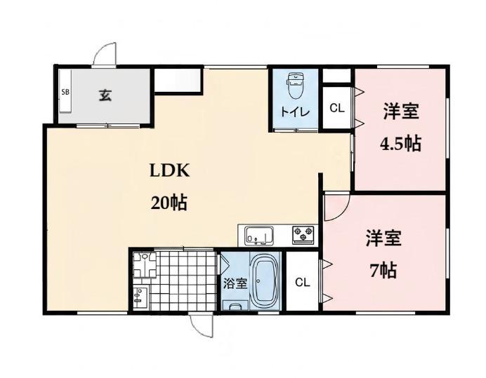 矢切屋マンション(2LDK/1階)の間取り写真