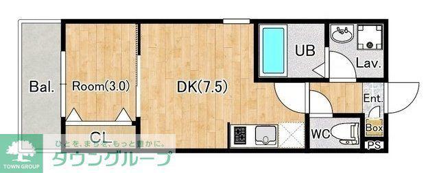 ジーメゾン千葉村田町ランタ(1DK/1階)の間取り写真