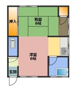 市川アパート(2K/2階)の間取り写真