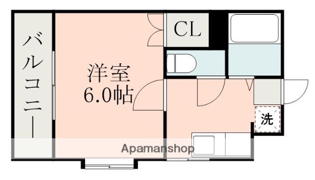 鹿児島市電谷山線 荒田八幡駅 徒歩4分 5階建 築32年(1K/3階)の間取り写真
