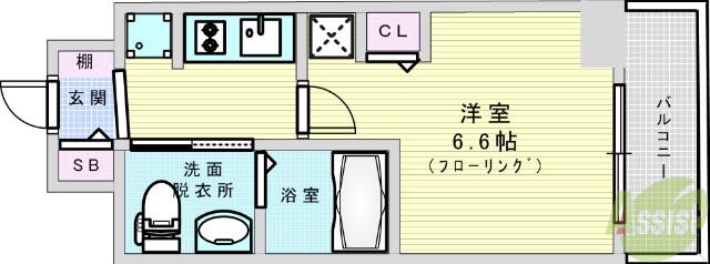 エステムコート新大阪9グランブライト(1K/11階)の間取り写真